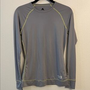 Burton Gray Base Layer Shirt with Yellow Stitching